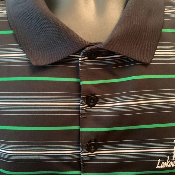 Nike Golf Striped Black Polo Shirt Dri Fit XXL - Picture 3 of 5